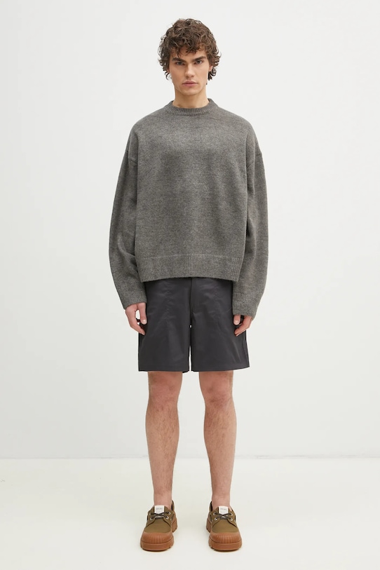 Пуловер с вълна MKI MIYUKI ZOKU Mohair Blend Knit Crew MOHAIR.BLEND.KNIT.CR.BR сив