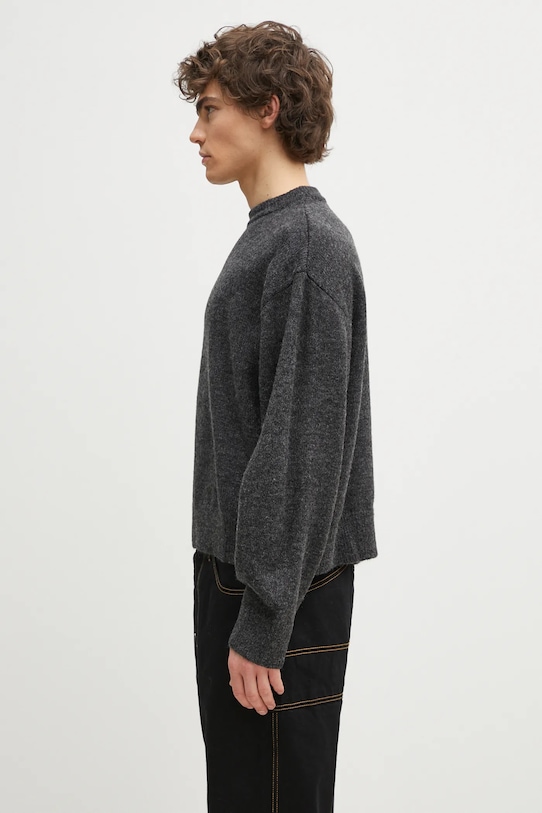 Πουλόβερ με προσθήκη μαλλιού MKI MIYUKI ZOKU Mohair Blend Knit Crew MOHAIR.BLEND.KNIT.CR.BL μαύρο SS25