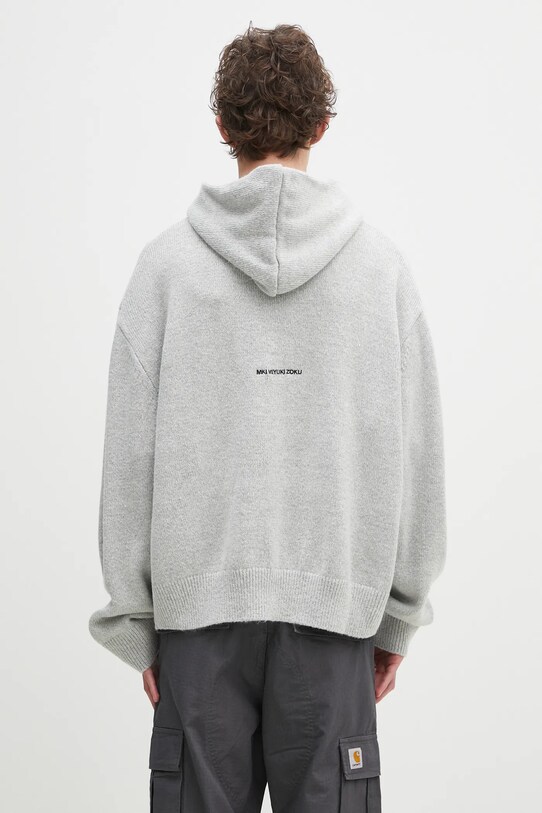 Odzież MKI MIYUKI ZOKU sweter z domieszką wełny Mohair Blend Knit Hoody MOHAIR.BLEND.KNIT.HOODY szary