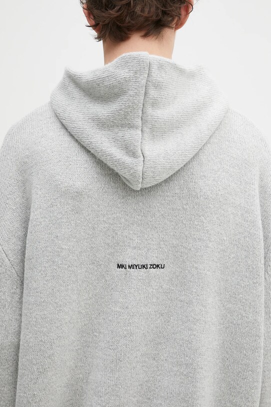 MKI MIYUKI ZOKU sweter z domieszką wełny Mohair Blend Knit Hoody szary MOHAIR.BLEND.KNIT.HOODY