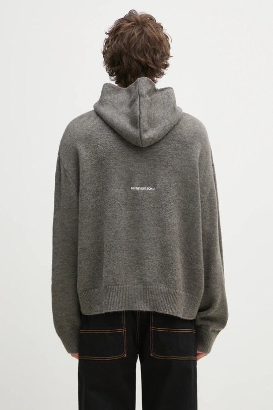 Îmbrăcăminte MKI MIYUKI ZOKU pulover din amestec de lana Mohair Blend Knit Hoody MOHAIR.BLEND.KNIT.HO.BR gri