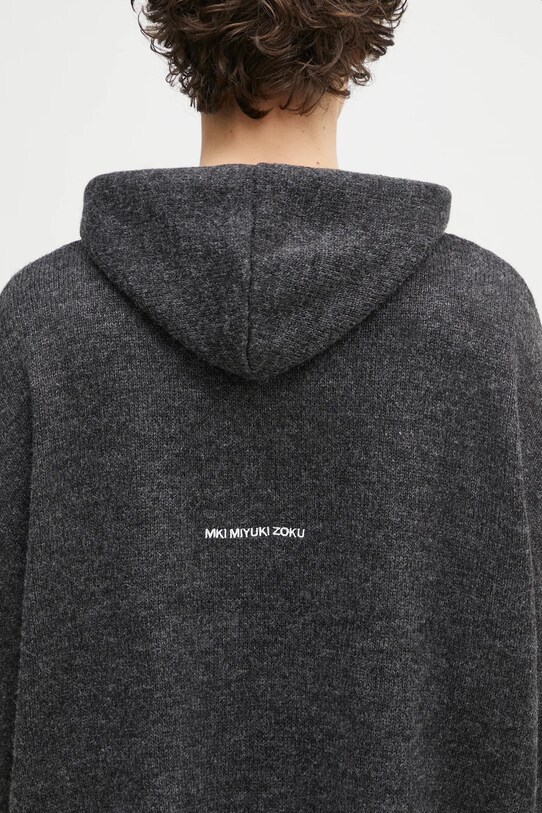MKI MIYUKI ZOKU sweter z domieszką wełny Mohair Blend Knit Hoody szary MOHAIR.BLEND.KNIT.HO.BL