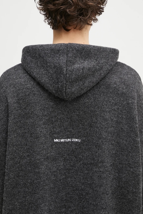 Svetr z vlněné směsi MKI MIYUKI ZOKU Mohair Blend Knit Hoody šedá MOHAIR.BLEND.KNIT.HO.BL