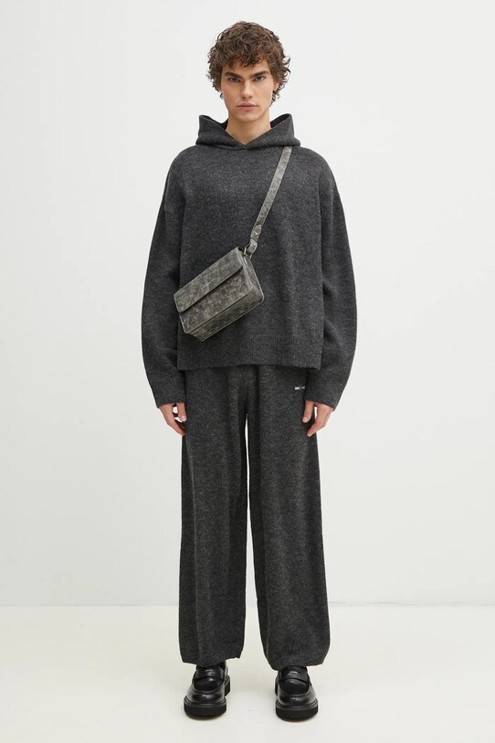 MKI MIYUKI ZOKU sweter z domieszką wełny Mohair Blend Knit Hoody MOHAIR.BLEND.KNIT.HO.BL szary