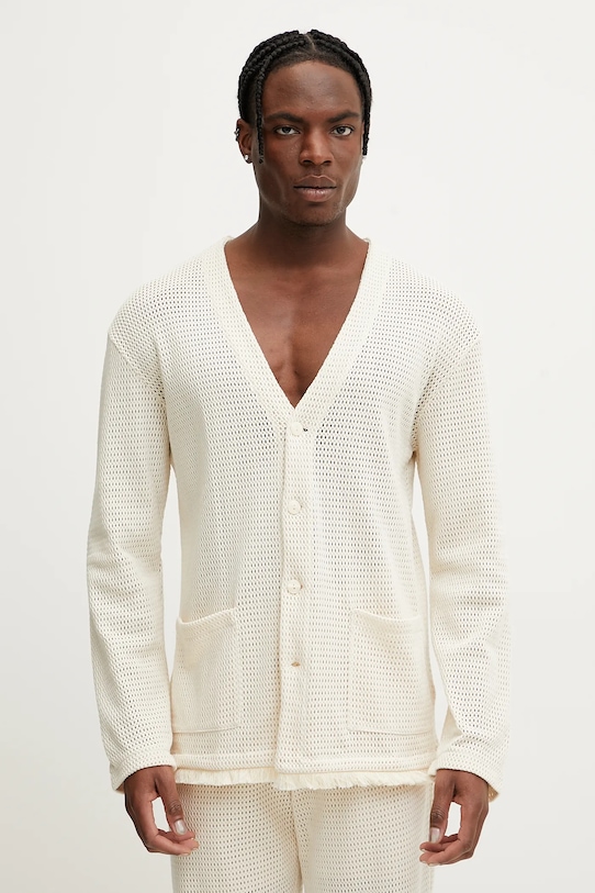 OAS cardigan din bumbac uni bej 7015.01