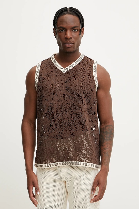 OAS gilet scollo a V marrone 7203.01