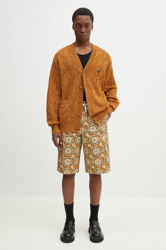 Pamučni kardigan A Bathing Ape Solid Camo Jacquard One Point 1L30120301 smeđa