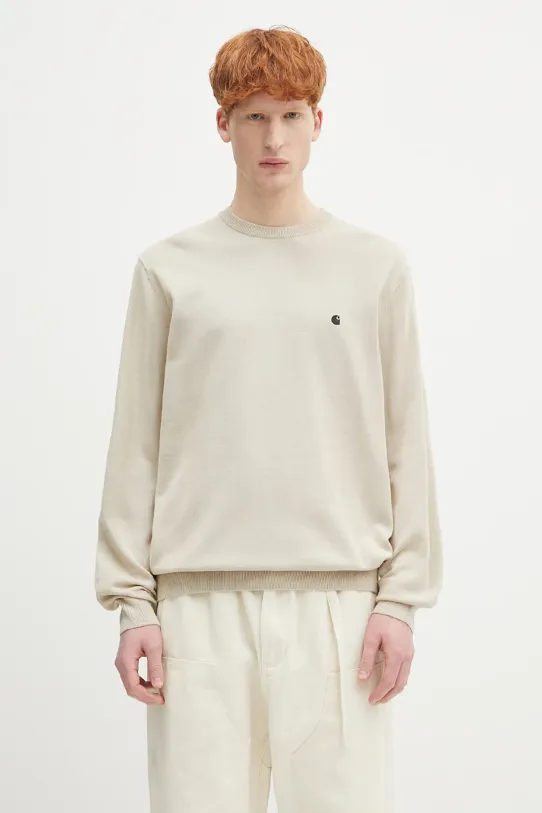 Βαμβακερό πουλόβερ Carhartt WIP Madison Sweater απλό μπεζ I030033.2NQXX