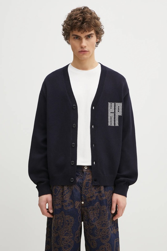 Kenzo kardigan wełniany Kamon wełna granatowy FF55CA7283BA.79