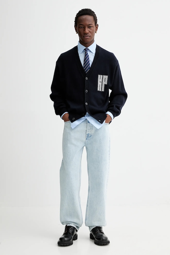 Вовняний кардиган Kenzo Kamon FF55CA7283BA.79 темно-синій SS25