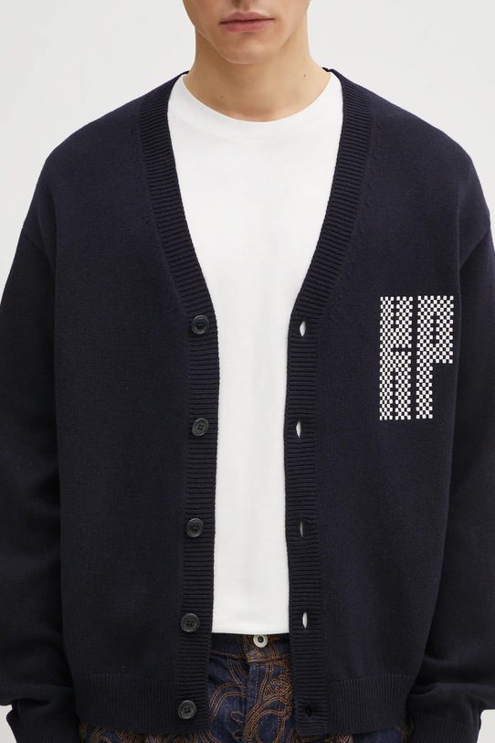 Kenzo kardigan wełniany Kamon granatowy FF55CA7283BA.79