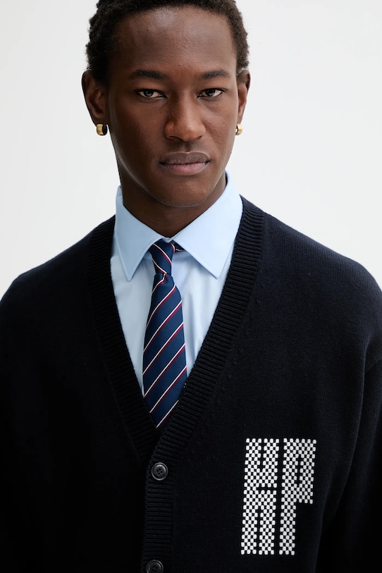 Вовняний кардиган Kenzo Kamon темно-синій FF55CA7283BA.79