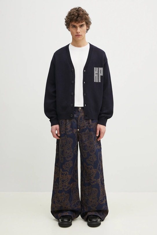 Kenzo kardigan wełniany Kamon FF55CA7283BA.79 granatowy