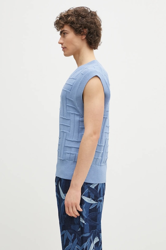Kenzo cotton gilet Weave FF55PU7073CB.64 blue SS25