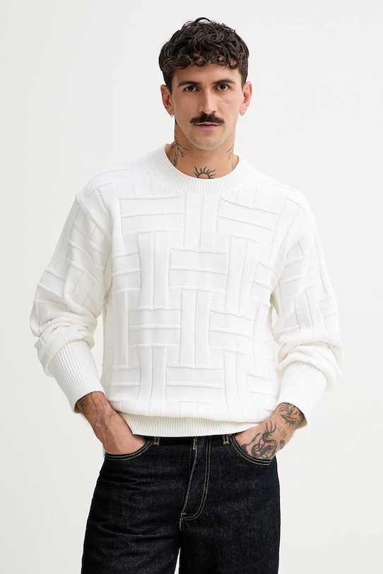 Kenzo sweter bawełniany Weave bawełna biały FF55PU7083CB.02