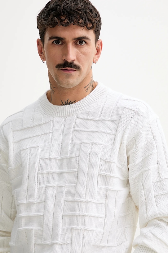 Kenzo sweter bawełniany Weave biały FF55PU7083CB.02
