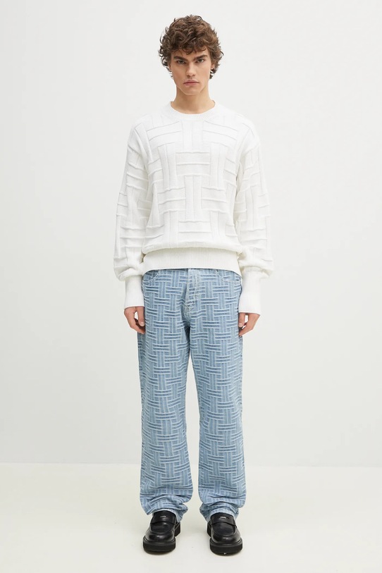 Kenzo sweter bawełniany Weave FF55PU7083CB.02 biały