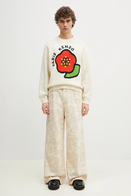 Kenzo sweter wełniany Pop FF55PU7223LA.02 beżowy