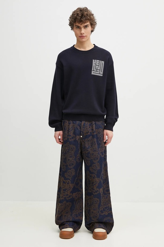 Kenzo sweter wełniany Kamon FF55PU7283BA.79 granatowy