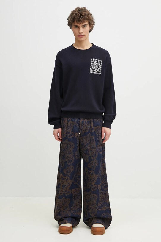 Vlněný svetr Kenzo Kamon FF55PU7283BA.79 námořnická modř