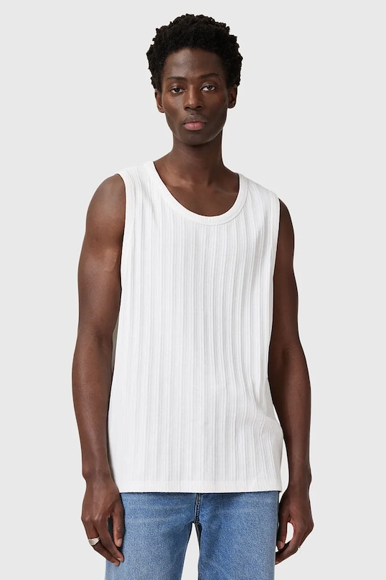 AllSaints tricou din bumbac DENVER uni alb M003JC