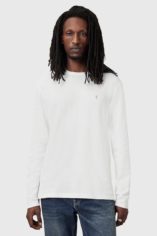 AllSaints longsleeve din bumbac ELLIS uni alb M019JC