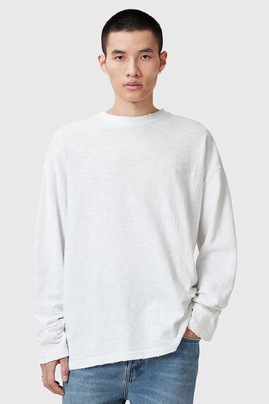 AllSaints longsleeve bawełniany FOSTER bawełna biały M026JC