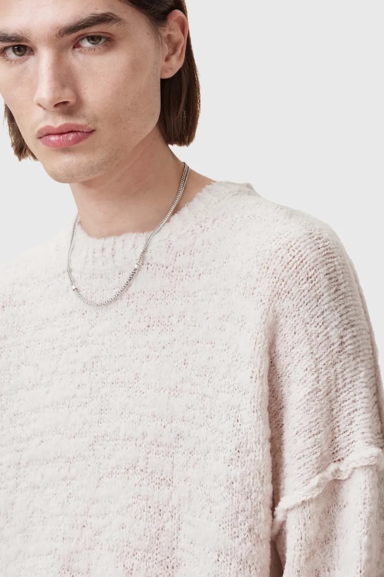AllSaints sweter wełniany CHILLION M028KC biały SS25