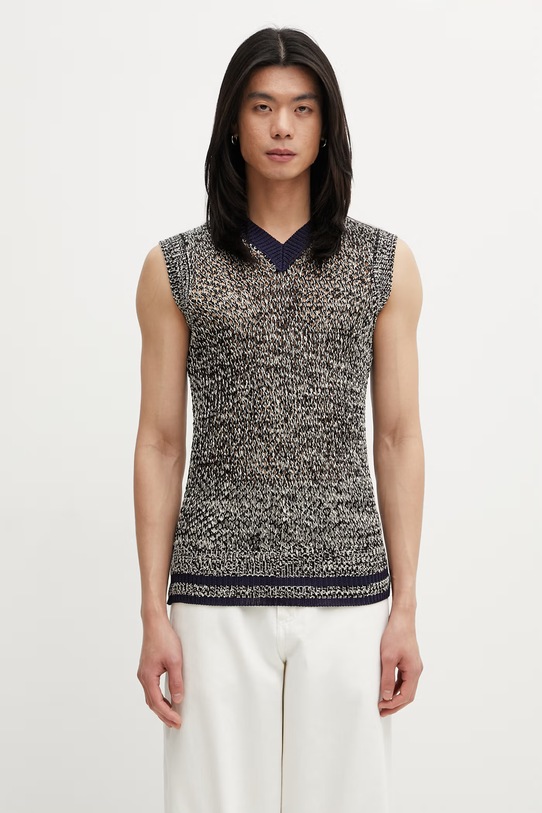 Wales Bonner vesta Shade Knit grosime medie bleumarin US25KN31.KN04.5100