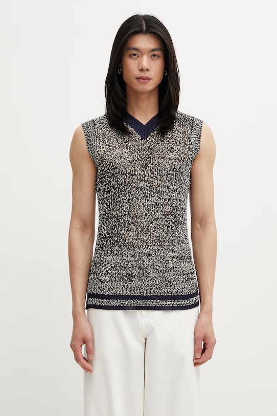 Wales Bonner gilet Shade Knit medium thickness navy US25KN31.KN04.5100