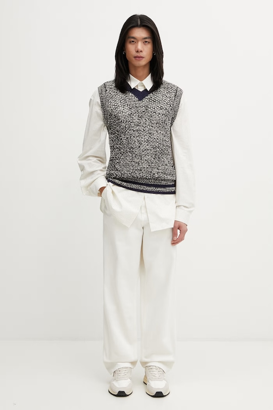 Wales Bonner mellény Shade Knit US25KN31.KN04.5100 sötétkék