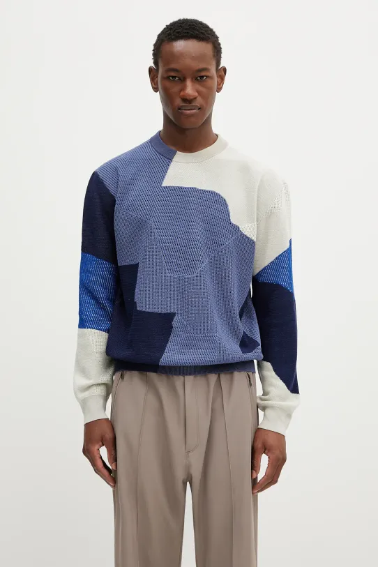 Βαμβακερό πουλόβερ Paul Smith εμπριμέ σκούρο μπλε M1R.266Z.P02684