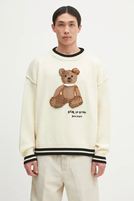 Palm Angels woolen jumper Bear In Mind medium thickness beige PMHE007S25KNI0010360