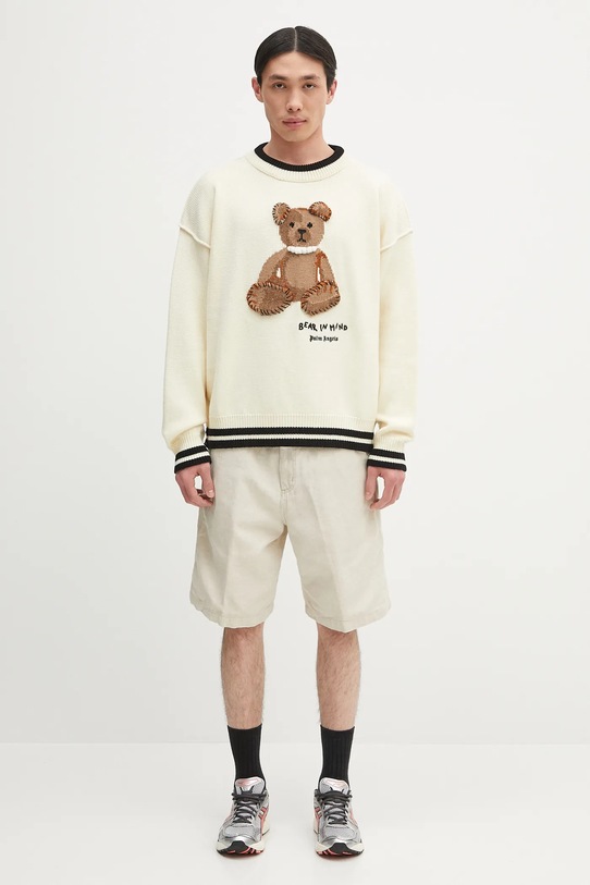 Palm Angels woolen jumper Bear In Mind PMHE007S25KNI0010360 beige