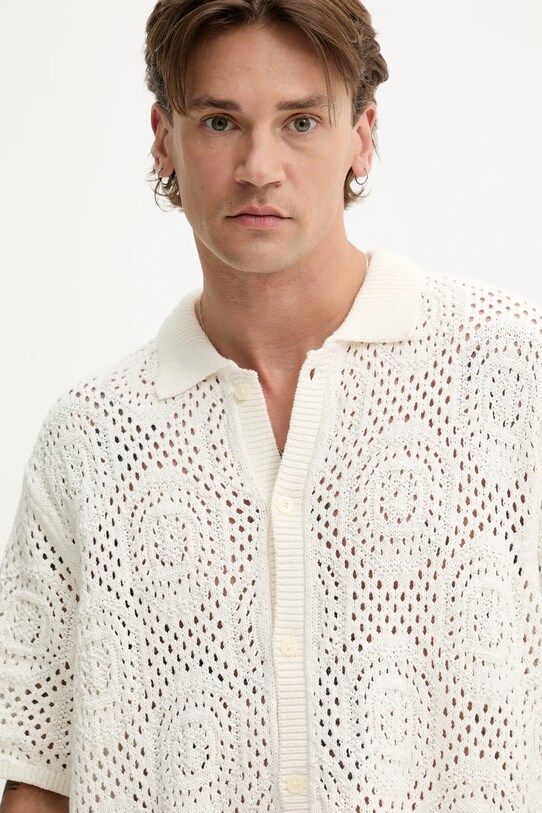 Levi's kardigan bawełniany SWEATER CAMP SHIRT beżowy 0013G