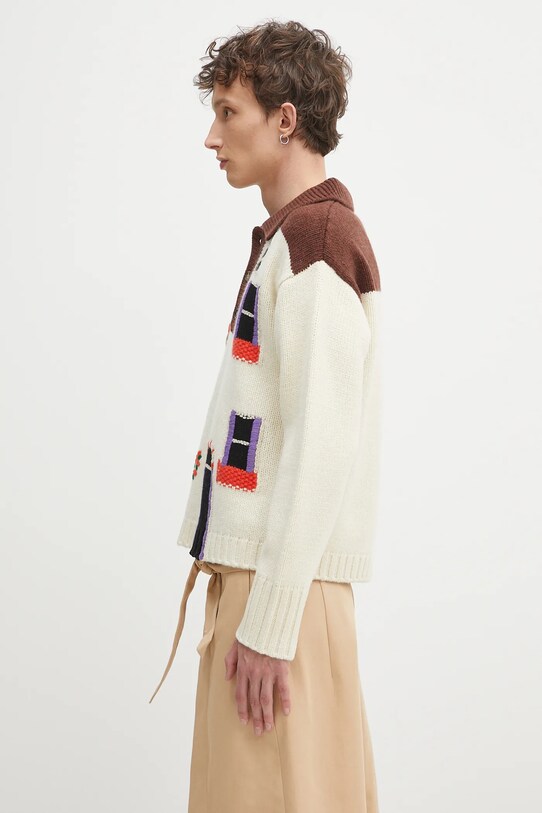 JW Anderson sweter wełniany House Polo KW1347.YN0413.130 beżowy SS25