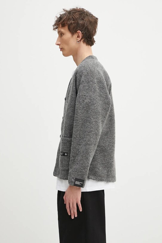 NEIGHBORHOOD kardigan wełniany Wool Jersey Cardigan 242FPNH.CSM14 szary SS25