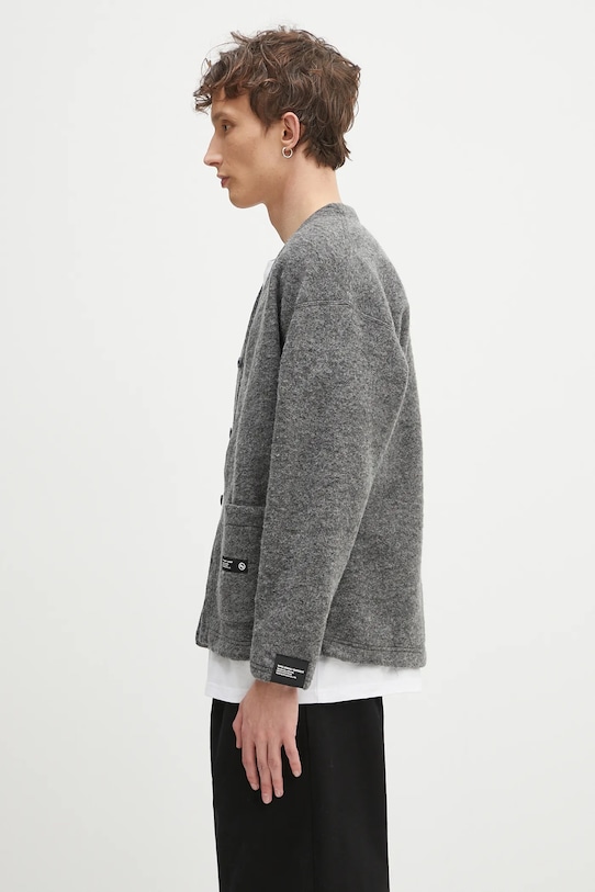 NEIGHBORHOOD cardigan din lână Wool Jersey Cardigan 242FPNH.CSM14 gri SS25