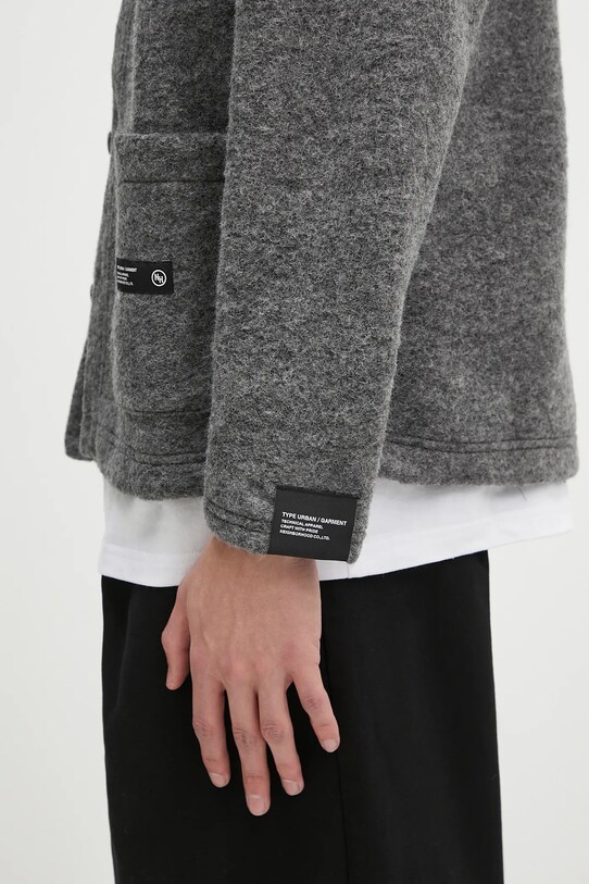 NEIGHBORHOOD kardigan wełniany Wool Jersey Cardigan szary 242FPNH.CSM14