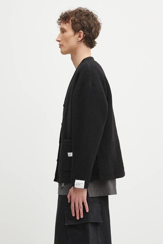 NEIGHBORHOOD kardigan wełniany Wool Jersey Cardigan 242FPNH.CSM14 czarny SS25