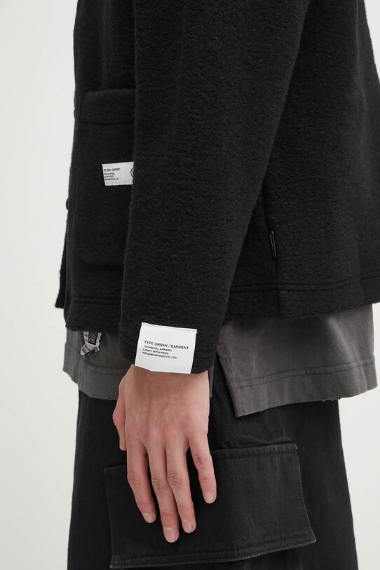 NEIGHBORHOOD kardigan wełniany Wool Jersey Cardigan czarny 242FPNH.CSM14