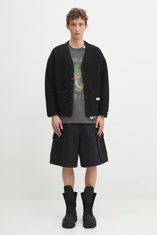 NEIGHBORHOOD kardigan wełniany Wool Jersey Cardigan 242FPNH.CSM14 czarny