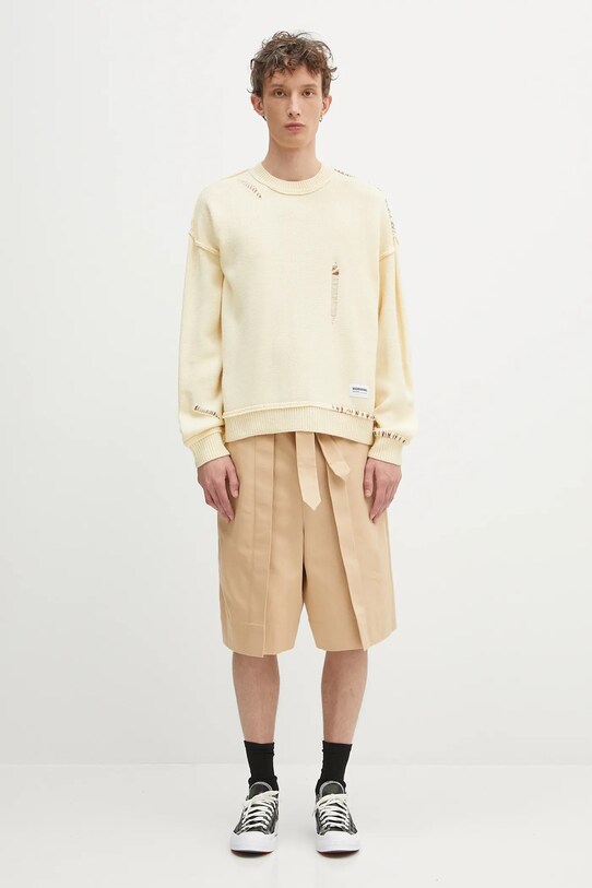 NEIGHBORHOOD maglione in misto lana Savage Crewneck Sweater 242FUNH.KNM01 giallo