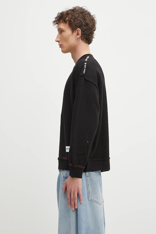 Sveter s prímesou vlny NEIGHBORHOOD Savage Crewneck Sweater 242FUNH.KNM01 čierna SS25