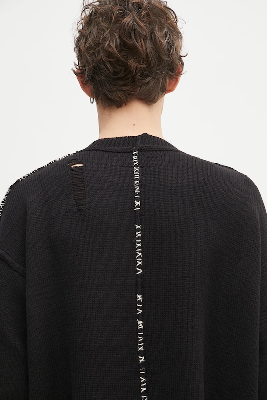 Sveter s prímesou vlny NEIGHBORHOOD Savage Crewneck Sweater čierna 242FUNH.KNM01