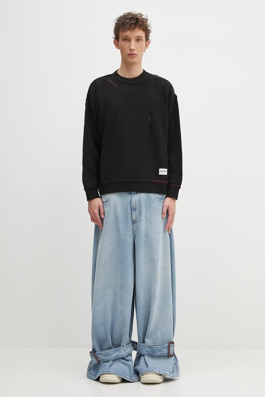 Sveter s prímesou vlny NEIGHBORHOOD Savage Crewneck Sweater 242FUNH.KNM01 čierna