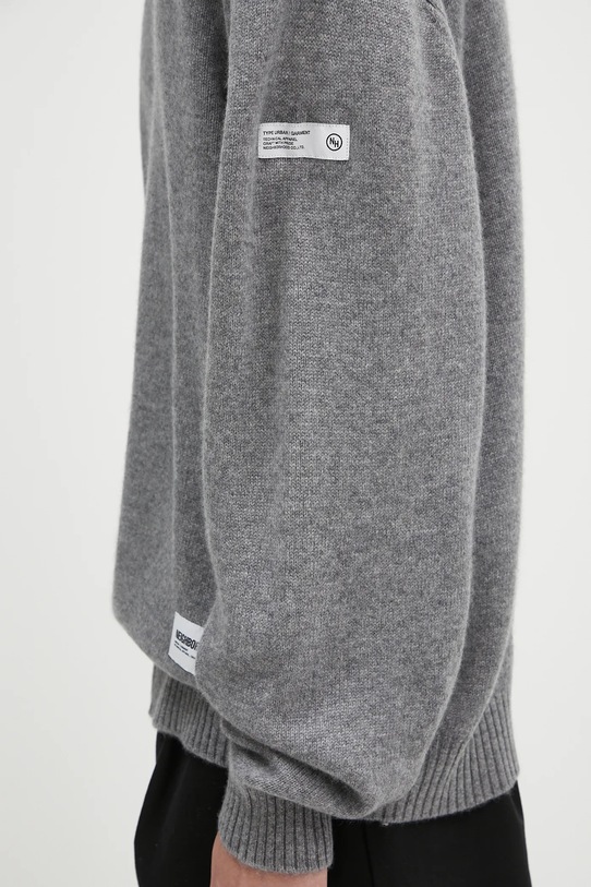NEIGHBORHOOD sweter kaszmirowy Cashmere Crewneck Sweater szary 242NGNH.KNM01
