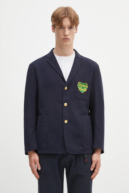 Μάλλινο σακάκι Human Made Wool Blend Blazer κανονικό σκούρο μπλε HM29JK022