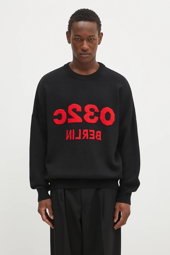 Vlněný svetr 032C 'Selfie' vzorovaný černá S25.URK.1511.000