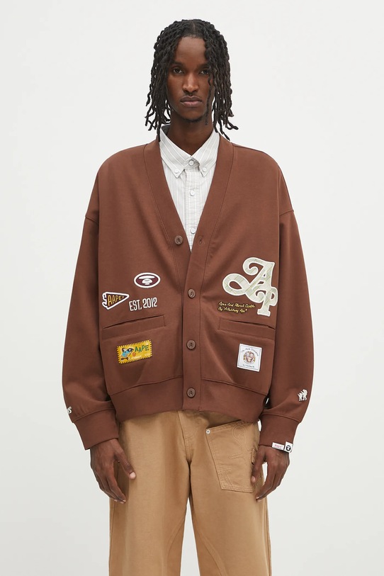 Суичър AAPE Main Zip Up щампа кафяв AAPSWMC324XXO